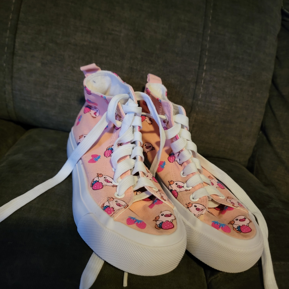 Hot Topic Pink High-Top Sneakers with Fun Print